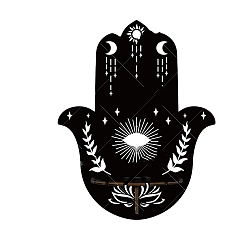 Hamsa Hand Деревянная настенная небольшая хрустальная витрина, ведьма висит держатель кристалла, подвесной подвесной маятник для биолокации из кристалла, хамса рука, 250x197 мм