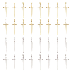 (52) Непрозрачная лаванда 32шт 2 цвета подвески из сплава с покрытием стойки, меч с черепом, разноцветные, 50.5x16x5 мм, отверстие : 1.8 мм, 16 шт / цвет