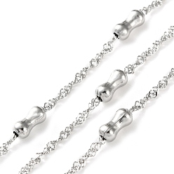 Нержавеющая Сталь Цвет 304 цепи из нержавеющей стали ссылка, пайки, с катушкой, бамбуковую палку, цвет нержавеющей стали, 2 мм, бамбуковая палка: 8x4 мм