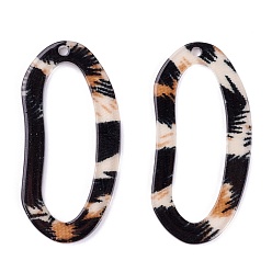 Black Acrylic Pendants, for DIY Earring Accessories, Oval, Black, 39x19x2.5mm, Hole: 1.6mm