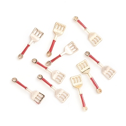 Красный Подвески из эмали и сплава, ломтик, золотые, для изготовления ювелирных изделий DIY, красные, 24x8x3 мм, отверстие : 1.4 мм