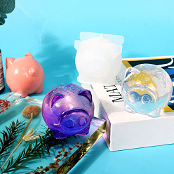 Белый Силиконовые формы для украшения своими руками, формы для литья смолы, для уф-смолы, изготовление ювелирных изделий из эпоксидной смолы, свинья, белые, 66x62x57 мм