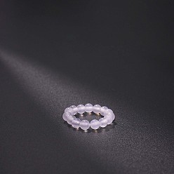 Натуральный Агат Эластичные кольца из натурального агата, круглые, бусины : 4 мм, внутренний диаметр: регулируемый