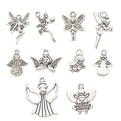 Antique Silver Tibetan Style Pendants, Angel, Antique Silver, 7.4x7.2x1.7cm, 120pcs/box