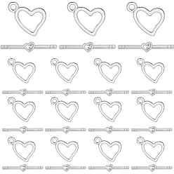 Античное Серебро 100 наборы застежек-тоглов из сплава в тибетском стиле, сердце, античное серебро, 18x14 мм, отверстие : 1.5 мм