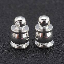 Посеребрённый Латуни мозг заканчивается, Торцевые крышки, долговечный, 925 серебро покрытием, 6x4 мм, отверстие : 1 мм, внутренний диаметр: 1.6 мм