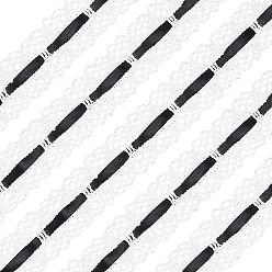 Черный 10 кружевная отделка из хлопка в ярдах, с полиэфирной лентой, цветочным узором, с картой дисплея 1pc картона, чёрные, 23 мм