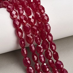 Red Corundum Нити бусин из красного корунда, выращенного в лаборатории, граненые, Плоско-овальные, 9x7x5 мм, отверстие : 0.5~0.6 мм, около 43 шт / нитка, 15.24~15.55'' (38.7~39.5 см)