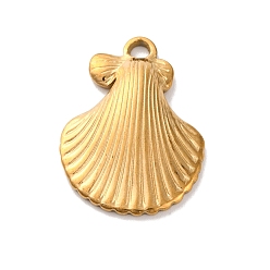 Shell Shape Подвески из нержавеющей стали 304, реальный 18 k позолоченный, формы раковины, 21x15x3.5 мм, отверстие : 2 мм