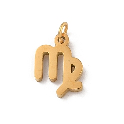 Дева 304 прелести нержавеющей стали, с целью перехода в кольце, золотые, очарование созвездия, Дева, 12x9x1.5 мм, отверстие : 3 мм