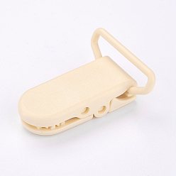 Antique White Eco-Friendly Plastic Baby Pacifier Holder Clip, Antique White, 43x31x9mm
