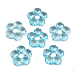 Небесно-голубой Прозрачные стеклянные бусины, цветок, голубой, 24x25x7 мм, отверстие : 6 мм