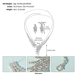 Платина Комплект из серег-гвоздиков и ожерелий со стразами, украшения для женщин, слеза, платина, 425 мм
