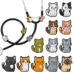 (52) Непрозрачная лаванда 24Силиконовая пряжка для карандаша в форме кошки, разноцветные, 29~29.5x23~26.5x15 мм, внутренний диаметр: 7 мм