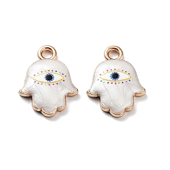 Palm Подвески из смолы, Подвески для глаз из сплава эмали светло-золотистого цвета, ладонь, 16.5x12.5x3 мм, отверстие : 2 мм