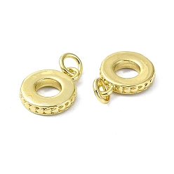 Настоящее золото 18K Покрытие стойки латунь микропаве прозрачные подвески из кубического циркония, долговечный, без свинца и без кадмия, круглые, реальный 18 k позолоченный, 13x10.5x2.5 мм, отверстие : 5 мм