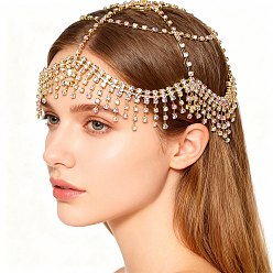Золотой Сетчатые повязки на голову из сплава со стразами, аксессуары для волос для женщин и девушек, золотые, 260x260x3 мм