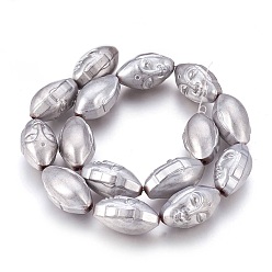 Platinum Plated Electroplated Non-magnetic Synthetic Hematite Beads Strands, Buddha Head, Platinum Plated, 25.5x15x14mm, Hole: 1.8mm, about 15pcs/strand, 15.15 inch(38.5cm)