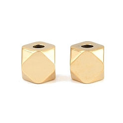 Chapado en Oro Real de 14K 304 bolas de acero inoxidable, cubo poligonal, real 14 k chapado en oro, 6x6x6 mm, agujero: 2 mm