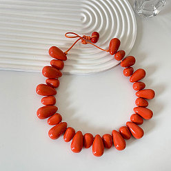 Коралловый Ожерелья из смоляных бусин в форме капли для женщин, коралл, 20.08 дюйм (51 см)