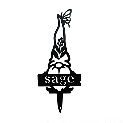 Черный Этикетка растения для шалфея, Металлический садовый кол гнома/гнома на тему Хэллоуина, грунтовая вставка декор, чёрные, 300x130 мм