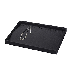 Black Wood Necklace Displays, Rectangle, Cover with Cloth, Black, 35x24x3cm