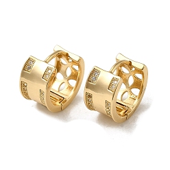 Light Gold Серьги-кольца из латуни с микропаве из кубического циркония, золотой свет, 13.5x8 мм