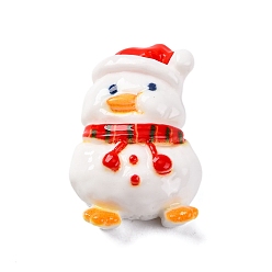Снеговик Кабошоны из непрозрачной смолы с рождественской уткой, снеговик, 28x19x9.5 мм