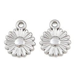 Stainless Steel Color 304 Stainless Steel Charms, Daisy Charms, Stainless Steel Color, 15x12x2mm, Hole: 1.8mm
