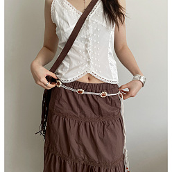 Белый Ремни-цепочки из смолы и искусственной кожи в стиле бохо, баррель, белые, 1000 мм