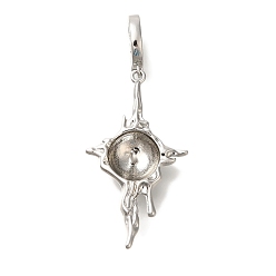 Платина Латунные европейские подвески-шармы, привязка поручительств, за половину пробурено бисера, без кадмия, без никеля и без свинца, звезды прелести, платина, 46.5x19.5x6.5 мм, отверстие : 5.5x4.5 мм