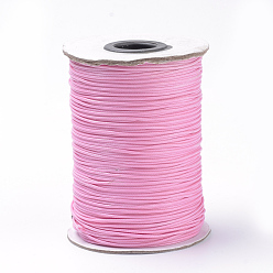 Бледно-Розовый Плетеные корейские вощеные полиэфирные шнуры, розовый жемчуг, 2.5 мм, около 87.48 ярдов (80 м) / рулон
