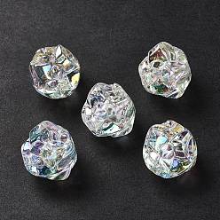 Clear AB UV Plating Rainbow Iridescent Acrylic Beads, Flower, Clear AB, 17x17x15.5mm, Hole: 3.2mm