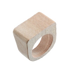 Old Lace Wood Finger Rings, Rectangle, Old Lace, 18mm
