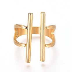Golden Unisex 304 Stainless Steel Finger Rings, Cuff Rings, Open Rings, Golden, Size 7, 17mm