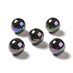 Темно-Серый УФ-покрытие радужными переливающимися акриловыми бусинами, круглые, темно-серый, 15~15.5x15.5~16 мм, отверстие : 2.7 мм