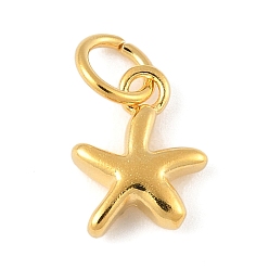 Золотой 925 подвески в виде морской звезды из стерлингового серебра с соединительными кольцами, золотые, 12.5x6.5x2 мм, отверстие : 2 мм