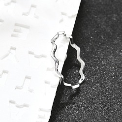 Платина Кольцо с волной из стерлингового серебра с защитой от потускнения и родиевым покрытием для женщин, платина, размер США 925 7 (3/4 мм)