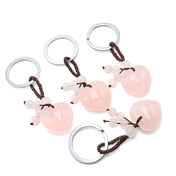 Розовый Кварц Брелки с подвесками ручной работы из натурального розового кварца, Брелки с энергетическим камнем в форме сердца Рейки, кулон в форме сердца: 2.5x2.5 см