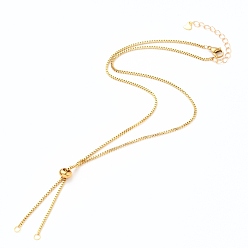 Золотой 304 коробчатая цепь из нержавеющей стали, венеция цепочки колье изготовление, с ползунками, застежки-клешни и удлинительная цепочка, золотые, 21.63 дюйм (55 см)