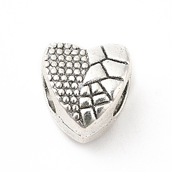 Antik Silber Farbe Tibetische Stil Legierung Großlochperlen, Großloch perlen, Herz, Antik Silber Farbe, 10x9.5x7.5 mm, Bohrung: 4.7 mm, ca. 274 Stk. / 500 g