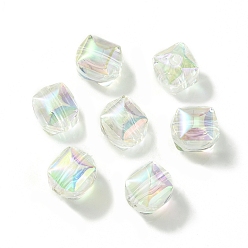 Нектар УФ-покрытие радужными переливающимися акриловыми бусинами, четырехугольник, нектар, 11.5x10.5x10 мм, отверстие : 2.5 мм