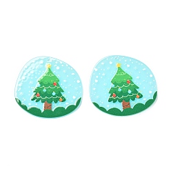 Christmas Tree Christmas Theme 3D Printed Resin Pendants, DIY Earring Accessories, Flat Round with Pattern, Christmas Tree Pattern, 37x39.5x2mm, Hole: 1.6mm