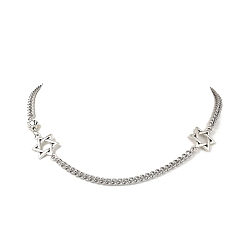 Нержавеющая Сталь Цвет 304 ожерелья из нержавеющей стали со звездой Давида, не тускнеет, цвет нержавеющей стали, 17.72 дюйм (45 см)