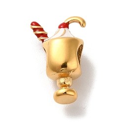 Золотой Ионное покрытие (ip) 304 европейские бусины из эмали из нержавеющей стали, бусины с большим отверстием, мороженое, золотые, 16.5x10x7.5 мм, отверстие : 4.5x5 мм