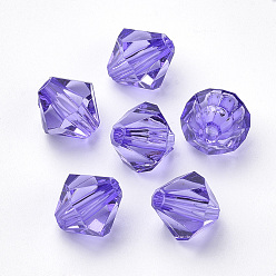 Blue Violet Transparent Acrylic Beads, Bicone, Blue Violet, 6x5.5mm, Hole: 1.5mm, about 6120pcs/500g
