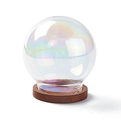 Clear Glass Dome Cover, Decorative Display Case, Cloche Bell Jar Terrarium with Wood Base, Clear, 40x44mm