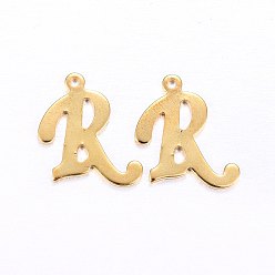 Letter R 201 подвески из нержавеющей стали, буквы, золотые, буква r, 15x13x1 мм, отверстие : 1 мм