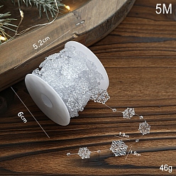 Snowflake Plastic Bead, for Party Decoration, Snowflake, 19x19mm, 5m/roll