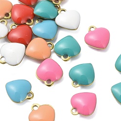 Сердце 304 из нержавеющей стали шармы эмали, золотистый. смешанные цвета, сердце, 9x8x3 мм, отверстие : 1.2 мм
